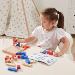 Drewniana gra w budowanie, klocki 3D Montessori, VIGA