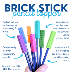 Gryzak na ołówek lego brick stick, różne kolory