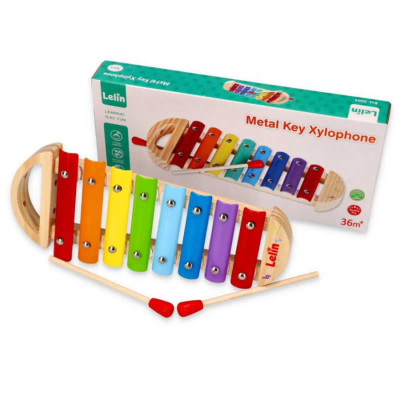 Tęczowe Drewniane Cymbałki dla Dzieci - Metalowe Dzwonki, Instrument Muzyczny Montessori