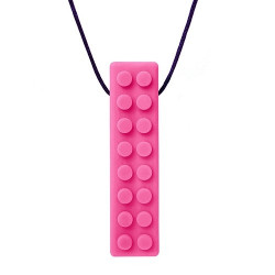 BRICK STICK - Gryzak, Naszyjnik w kształcie Klocka LEGO-różowy-miękki