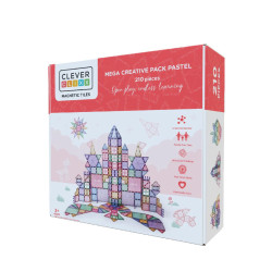 Cleverclixx - Klocki Magnetyczne Mega Creative Pack Pastel 210 el. | Edukacyjne Zabawki STEAM