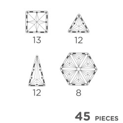 Cleverclixx Geo Pack Pastel - 45 el. | Klocki Magnetyczne do Nauki i Zabawy