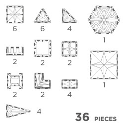 Cleverclixx - Klocki Magnetyczne Pastelowe 36 el. | Kreatywne Zabawki Edukacyjne