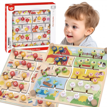 Tooky Toy Interaktywna Tablica Edukacyjna | Sorter Montessori Zwierzątka i Alfabet dla Dzieci 3+