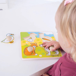Drewniana układanka z uchwytami – pierwsze puzzle dla dzieci