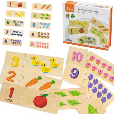 Drewniane Puzzle Dopasuj Liczby – Nauka i Zabawa Montessori