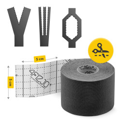 Taśma kinezjologiczna czarna 5 cm x 5 m – do tapingu