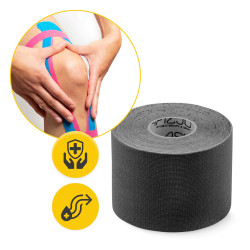 Taśma kinezjologiczna czarna 5 cm x 5 m – do tapingu