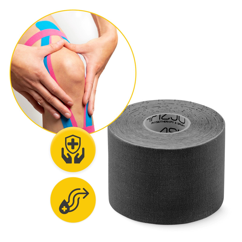 Taśma kinezjologiczna czarna 5 cm x 5 m – do tapingu