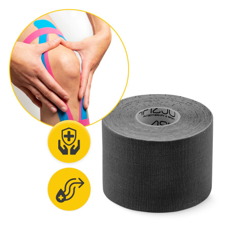 Taśma kinezjologiczna czarna 5 cm x 5 m – do tapingu Taśma kinezjologiczna czarna 5 cm x 5 m – do tapingu