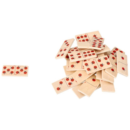 Drewniane domino biedronki 28 elementów gra edukacyjna