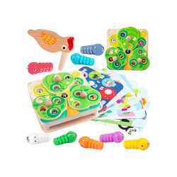 Drewniana gra magnetyczna Ptak i Robaczki - terapia SI