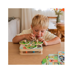 Drewniana gra magnetyczna Ptak i Robaczki - terapia SI