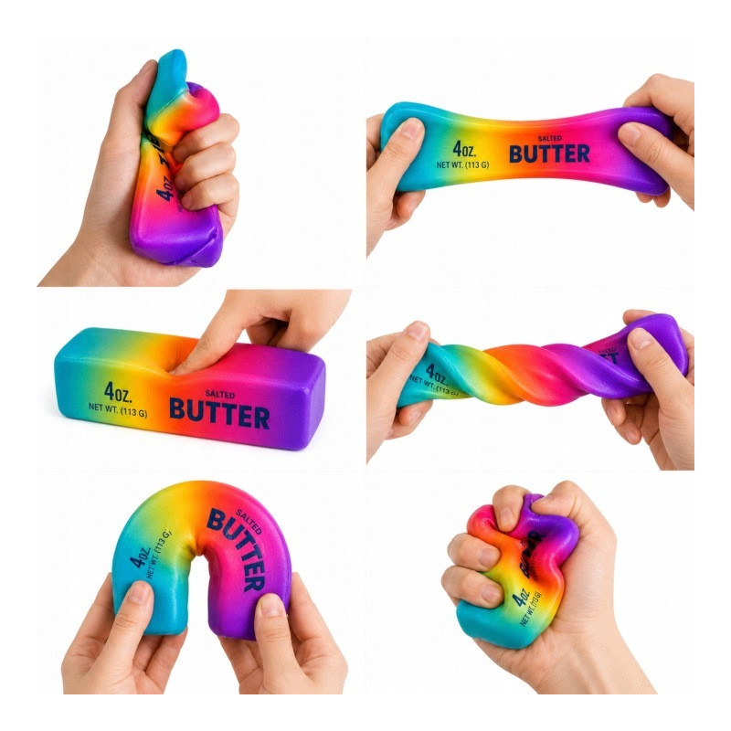 Tęczowa kostka masła, pachnący gniotek, squishy