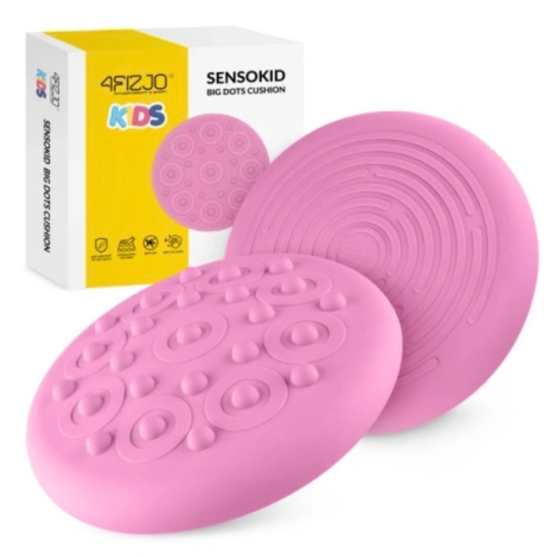 Dysk sensoryczny 4FIZJO różowy – duże kropki 18,5 cm