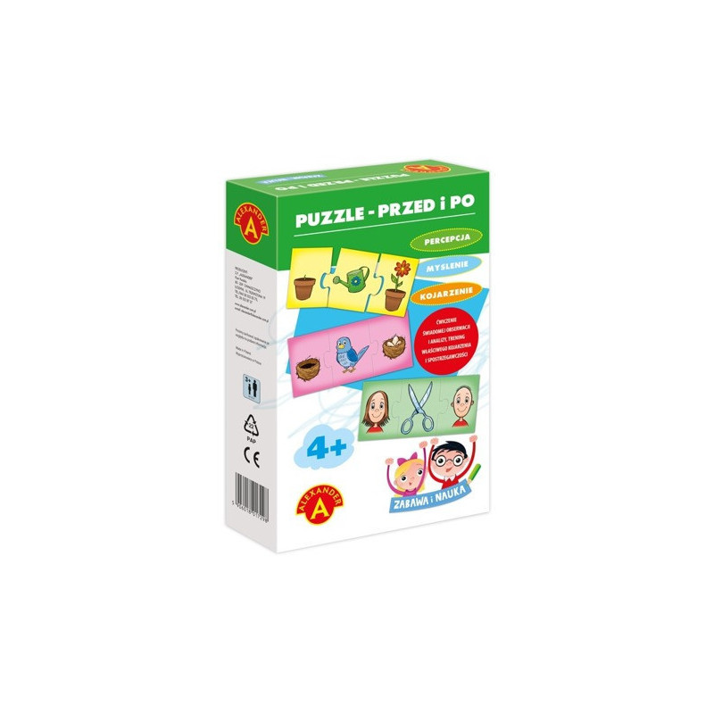 Puzzle edukacyjne PRZED I PO/ układanka logiczna/ trzyelementowa układanka-puzzle